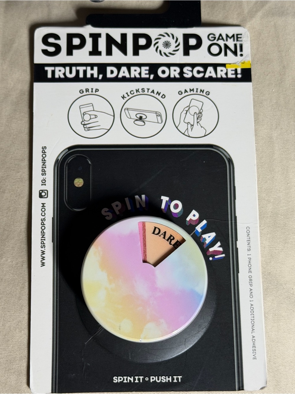 Spinpop Rotating Game Phone Grip - Pastel Multicolor